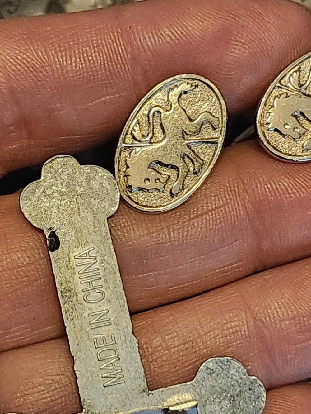 Gold-Tone Lion Oval Cufflinks